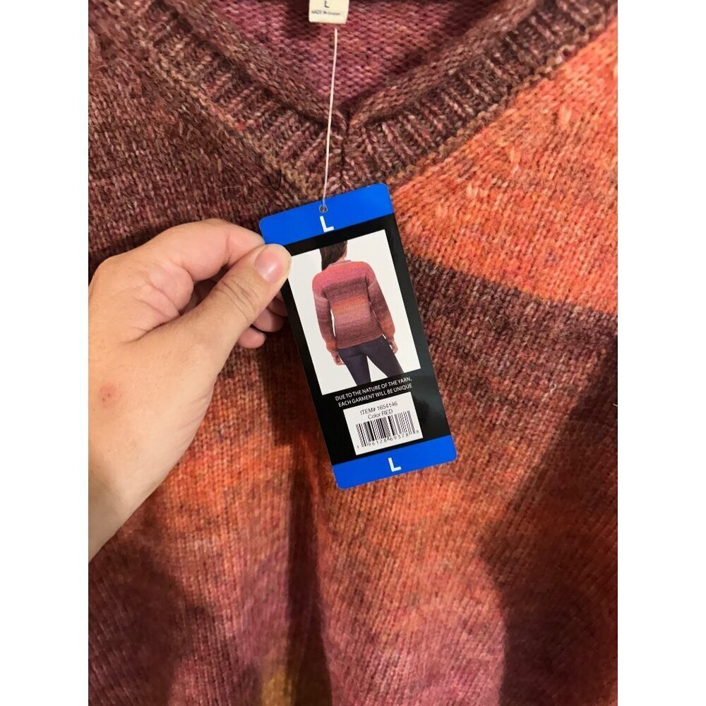 Y NWT Briggs Cozy Vneck Ombré watercolor Long Sleeved Poly/wool Knit Sweater - Picture 6 of 10